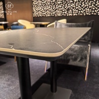 Table de salle à manger à fond biseauté en pierre frittée de style moderne HUALIN, table de salle à manger commerciale spéciale pour restaurant