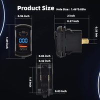 Interruptor basculante USB con cargador rápido PD/Tipo-C de 2 puertos, toma de corriente impermeable de 12V para barco/RV, cargador de coche con doble USB y voltímetro