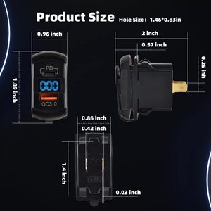 USB-Wippschalter PD/Typ-C 2-Port-Schnellladegerät, Boot RV Wasserdichte 12V-Stromanschlüsse, Dual-USB-Autoladegerät mit Voltmeter - Product Image 2