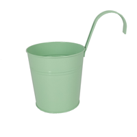 Pot de fleurs suspendu en métal rose, crochet amovible, seau en fer galvanisé, jardinière pour balustrade, balcon, clôture, décoration