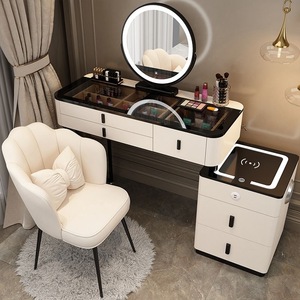 Zxm Smart Furniture Modern Simple Multi-functional Princess <b>Dressing</b> <b>Table</b> Side Cabinet <b>Vanity</b> With <b>Mirror</b> Chair Smart <b>Table</b> - Product Image 6