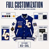 Veste universitaire personnalisée en laine Melton pour homme, bleu royal et crème, brodée, avec étiquette privée OEM et patchs en chenille