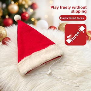 Chapeaux de Noël transfrontaliers en polyester pour chats et chiens – Accessoires festifs monochromes de dessin animé pour l'hiver – Usine JiangXi - Product Image 4