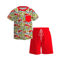 Ensemble de vêtements pour bébés filles en soie de lait à imprimé animal, style occidental, manches courtes, deux pièces, vente en gros
