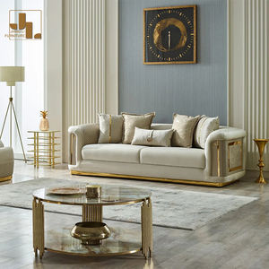 Hotel im italienischen Stil Villa 3 2 1 Akzent Sofa Modernes Wohnzimmer Wohnzimmer Luxus Khaki Samt Sofa Möbel Set - Product Image 2