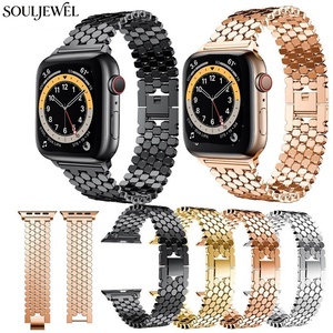 Bracelet de montre à texture écaille de poisson compatible avec <span class=keywords><strong>Apple</strong></span> <span class=keywords><strong>Watch</strong></span>, bracelet en acier inoxydable, livraison directe d'usine - Product Image 3