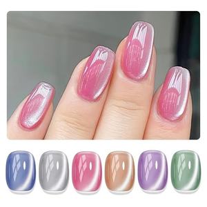 Vernis à ongles gel effet œil de chat, 6 couleurs, paillettes rouge, <span class=keywords><strong>vert</strong></span>, violet, bleu, ensemble de vernis gel avec aimant, série Galaxy scintillante - Product Image 2