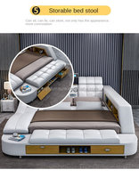 Lit Murphy intelligent de luxe, taille king-size, avec rangement sous le lit, ensemble de draps en coton capitonnés, fonctionnalités de massage