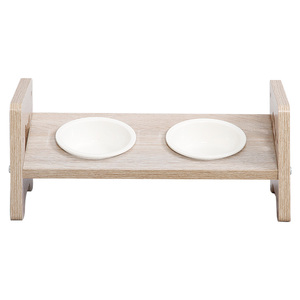 Mangkuk anjing ditinggikan bambu dan kayu mangkuk hewan peliharaan tinggi makanan kucing dan anjing dan dudukan air tempat makan hewan peliharaan dengan dua mangkuk - Product Image 6