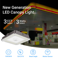 Plafonnier en alliage d'aluminium avec capteur de mouvement, éclairage LED pour auvent de station-service, indice de protection IP65, garantie de 3 ans
