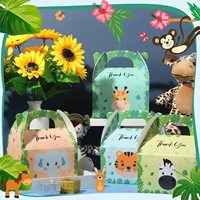 Boîtes à friandises pour fête d'animaux, décoration d'anniversaire, boîte cadeau en papier sur le thème du safari et du zoo, pour fournitures d'anniversaire sur le thème de la jungle