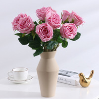ZUOYI 45CM Real Touch Hydratant Artificiel Diamètre 7cm Rose Fleur Émulation Jaune Rose pour Mariage