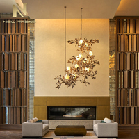 Nouveau Produit Décoration d'Intérieur Suspension Hôtel Lobby Escalier Villa Salon Magnolia Nature Lustre LED Moderne