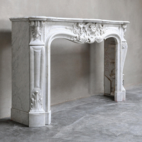 Cheminée en marbre blanc sculpté sur mesure, style moderne, design lion, pour villa, château, décoration extérieure autonome