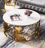 Meuble de Table basse ronde en acier inoxydable de haute qualité-doré ou argenté