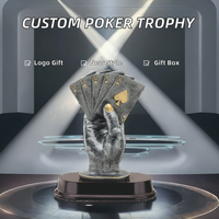 Trophée de poker en résine Champion avec logo personnalisé, base rectangulaire, nouvelle conception de médaille et plaque pour le jeu de poker