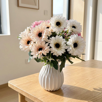 Ramo de 5 Cabezas de Gerbera Artificial, Ramillete de Girasoles de Seda, Flores Artificiales Pequeñas para Decoración de Bodas, Fiestas y Hogar, Relleno de Jarrones, Venta al por Mayor