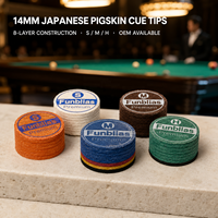 Premium 14mm 8-Schicht Importierte Japanische Schweinsleder-Billardspitzen Professionelle Laminierte Leder-Billardspitzen mit Eigenem Label