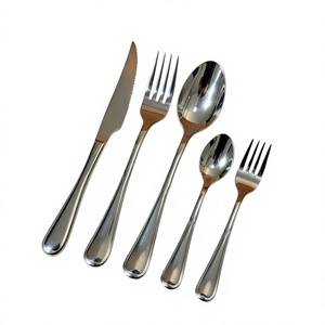 Juego de Cubiertos Plateados de Acero Inoxidable, Cucharas, Tenedores y Cuchillos de Latón, 5 Piezas, Vajilla Moderna para Mesa, Suministros para Restaurantes - Product Image 1