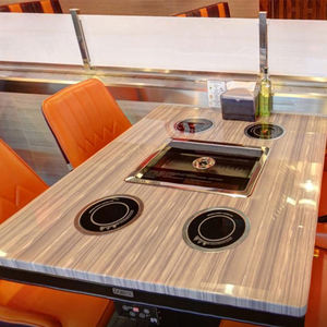 Ensemble de marmites pour <span class=keywords><strong>barbecue</strong></span> sans fumée de style coréen <span class=keywords><strong>avec</strong></span> chaises de <span class=keywords><strong>table</strong></span> à manger intégrées Matériau métallique durable pour restaurant hôtel - Product Image 4