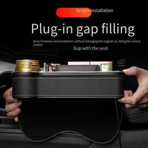 Caja de almacenamiento multifuncional para coche con puerto de carga USB de luz de ambiente y estante de accesorios Interior de almacenamiento de asiento de coche portátil - Product Image 5