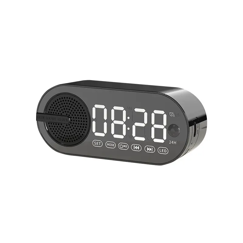 Hot Selling Electronic Gadgets LED Tiny Sound Bar TF Card Rechargeable Radio Mini Wireless Bluetooth Speaker With Alarm Clock
