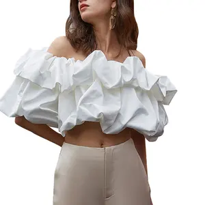 TWOTWINSTYLE Women's Blouses Sexy Off Shoulder Cascading Ruffles Shirts For Women 2022