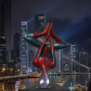 LED tamaño real Spider-<span class=keywords><strong>Man</strong></span> estatua resina artesanía invertida película personaje Spider-<span class=keywords><strong>Man</strong></span> escultura fibra de vidrio suspendido <span class=keywords><strong>Spidy</strong></span> escultura - Product Image 1