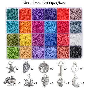 Venta al por mayor, accesorios trenzados de 24 colores, cuentas de vidrio de 3mm y juego de cubos del alfabeto para hacer pulseras y collares de <span class=keywords><strong>Amistad</strong></span> DIY - Product Image 6
