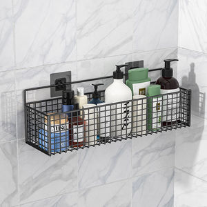 No-drill wall-mounted <b>storage</b> rack for bathroom, kitchen, and toilet condiments and <b>toiletries</b>. - Product Image 1