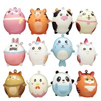 Porte-clés personnalisé en PU, jouet à presser à remontée lente, style Squishy de dessin animé, boîte mystère, anti-stress, jouet sensoriel, pendentif, monstre animal Halloween