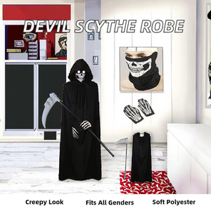 <span class=keywords><strong>Disfraz</strong></span> <span class=keywords><strong>de</strong></span> Halloween <span class=keywords><strong>de</strong></span> Poliéster con Capucha, Túnica y Capa <span class=keywords><strong>de</strong></span> <span class=keywords><strong>Diablo</strong></span> Negro, Estilo Death Scythe, para TV y Cine, Talla Única, Gran Venta - Product Image 2