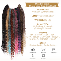 24 pollici 5 fili sottili Boho Soft De Dreadlock Boho Dreadlock Dreadlock sintetico doppio con trecce Boho Box