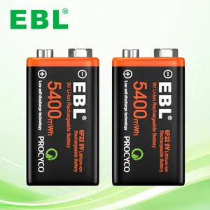 600mAh EBL Lithium Ion 9 volt pilas rechargables 9 V có thể sạc lại USB pin có thể sạc lại pin