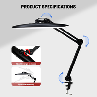 Lampe de bureau LED moderne et flexible, écologique, en aluminium, 24W, lumineuse, avec bras articulé et abat-jour conique réglable, AC, pour bureau, étude et usage domestique
