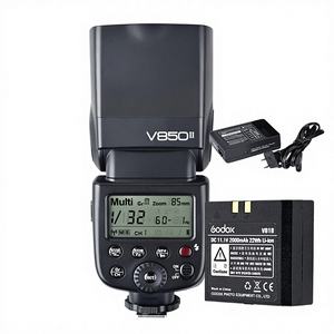Flash pour appareil photo Godox V850II, batterie lithium-ion, système sans fil 2.4GX, compatibilité maître/esclave GN60, griffe porte-accessoire (11.1V) - Product Image 1