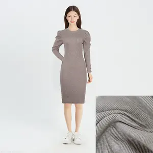 M.L.D.A Recommend Round Collar Purple Long Sweater Dress Women Clothing Knitted Bodycon Dress Women's Sweaters