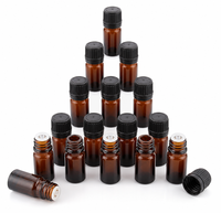 Botol Minyak Atsiri Amber Kosong 5ml 10ml 15ml 20ml 30ml 50ml 100ml, Botol Kaca Coklat 1 oz dengan Penetes dan Tutup Hitam