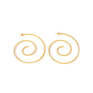 ต่างหูแฟชั่นทรงห่วง สแตนเลส 316L ชุบทอง PVD ดีไซน์เกลียว สำหรับผู้หญิง - Product Image 3