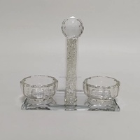 5.5 Inch Crystal Glass Salt Holder With Siwrls White Filling Perfect Judaica Gift