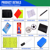 Kit d'arbitre de football Aiju, portable et durable, équipement d'entraîneur de football, cartes rouges et jaunes, dispositif de lancer latéral, manomètre, sifflet