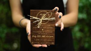 Laffia <strong>Antique</strong> <strong>Wedding</strong> <strong>Invitations</strong> in Wood <strong>Wedding</strong> <strong>Invitations</strong> Sets <strong>Wedding</strong> Card <strong>Invitation</strong> - Product Image 2