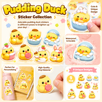 Étiquettes adhésives imperméables en vinyle motif canard jaune mignon pour bureau, porte, tasse, ordinateur portable, bagages, décoration de supermarché