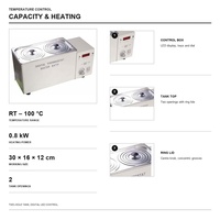 Bain-marie thermostatique numérique de précision RT-100C, 2 ouvertures, 30x16x12cm, 0.8kW, affichage LED pour usage en laboratoire