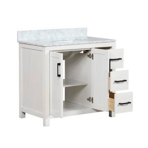 Meuble-lavabo de salle de bain autoportant en chêne craie, bois massif et contreplaqué, avec vasque en céramique, résistant à l'eau, fabriqué au Vietnam - Product Image 3