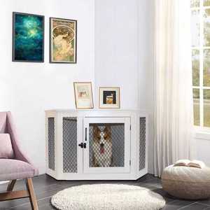 Thông gió cuối bảng góc chó Thùng đồ nội thất bằng gỗ kim loại lưới đa chức năng đôi cửa trong nhà trang trí Chó cũi - Product Image 2