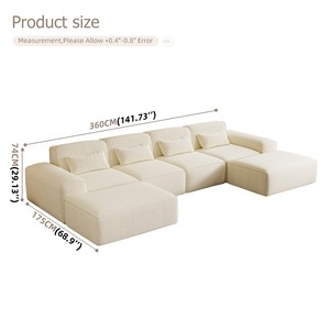 No Assembly Oversized Modular Modern Cloud Corduroy Rectangle Sectional Couch School <b>Small</b> Package Save Freight Cost - Product Image 3