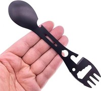 Multifonctionnel Fourchette Cuillère Cuillère Ouvre-bouteille Clé Dentée Extérieure Pique-Nique Camp Cuisson Ustensiles De Cuisine Fourchette Cuillère