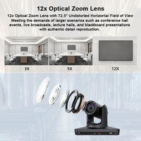Kamera PTZ 4K 12X Optical Zoom, PoE USB3.0 HDMI Kamera Ruang Konferensi Video, Siaran Langsung untuk Ibadah Gereja dan Pendidikan