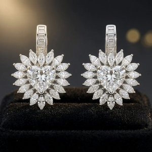 Heart Cut Diamond Drop <b>Earrings</b> 925 <b>Silver</b> Rhodium Plated Luxury Women <b>Wedding</b> Jewelry - Product Image 3
